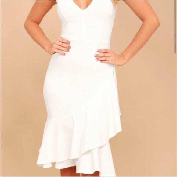 Lulu's White/Ivory Ruffle Front Dress - Picture 2 of 4